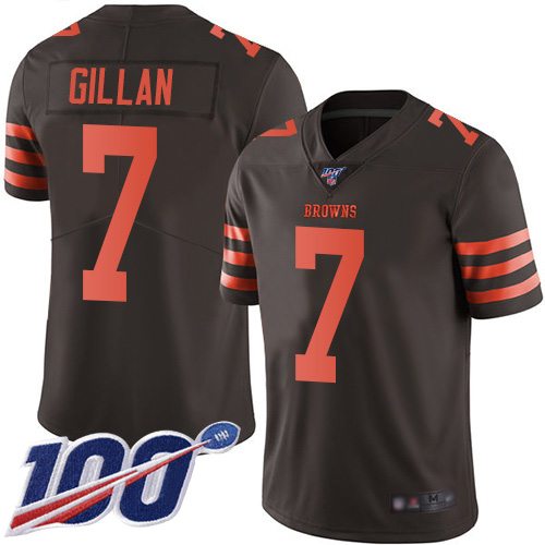 Cleveland Browns Jamie Gillan Men Brown Limited Jersey #7 NFL Football 100th Season Rush Vapor Untouchable